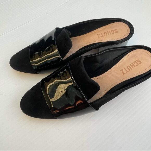 Schutz Eunice mule flat slide clog metallic heel - Picture 12 of 14